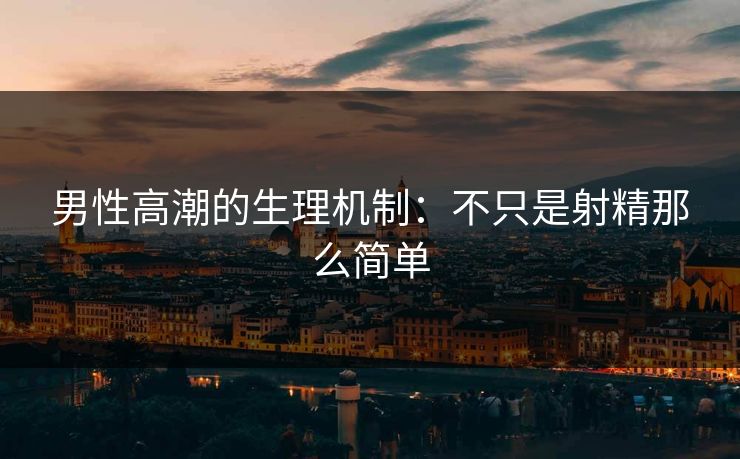 男性高潮的生理机制：不只是射精那么简单